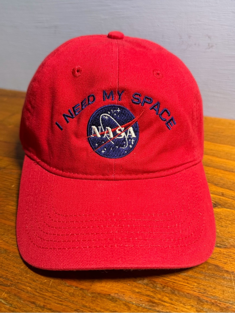 Red - I Need My Space NASA Logo Adjustable Baseball Dad Cap